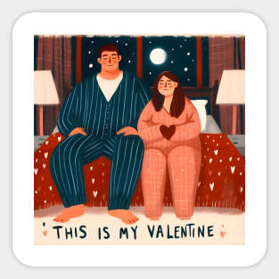 This is my valentine, couple in nighttime mood art Sticker